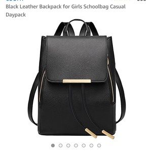 Black leather day bag backpack